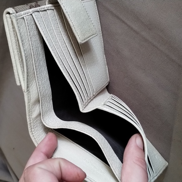 GUCCI BROWN/TAN MONOGRAM CANVAS & CREAM LEATHER WALLET ~ AUTHENTIC ~ GOOD COND - Picture 8 of 12